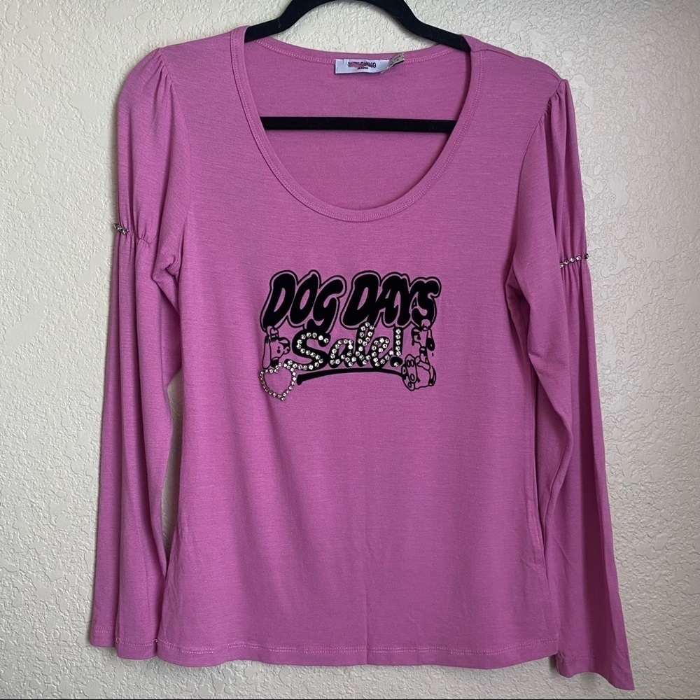 Moschino jeans long sleeve shirt rhinestone dog days sale